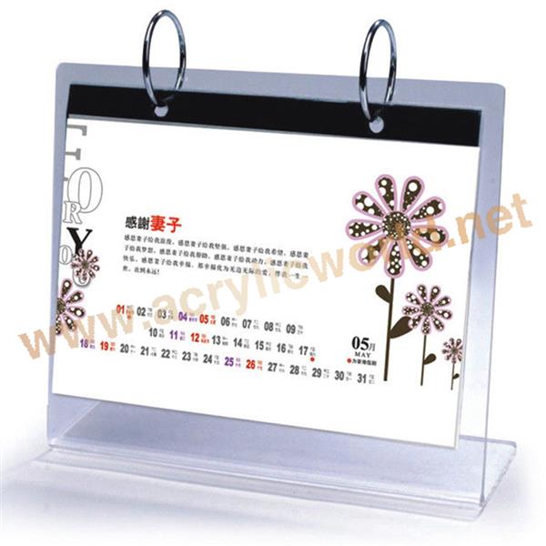L shape calendar stand with 2 metal rings for gifts